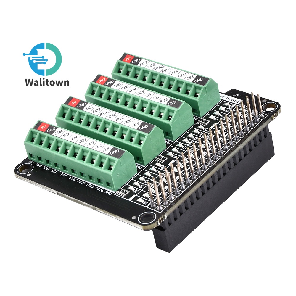 Ultra-Small RPi GPIO Status LED & Terminal Block Breakout Board Module ...