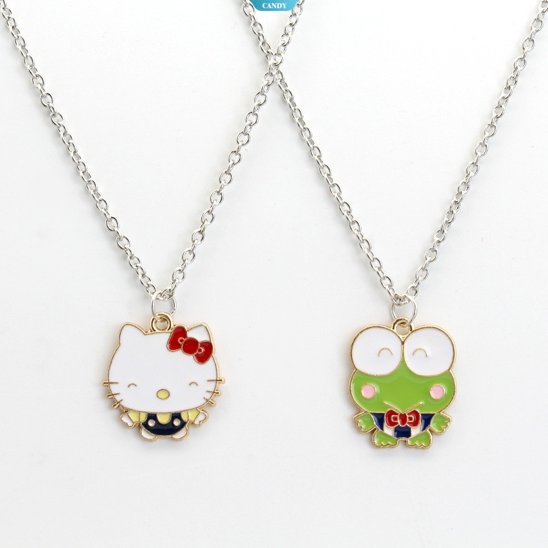 Sanrio Hellokitty Keroppi Pendant Big Head Necklace Neckchain Kawaii