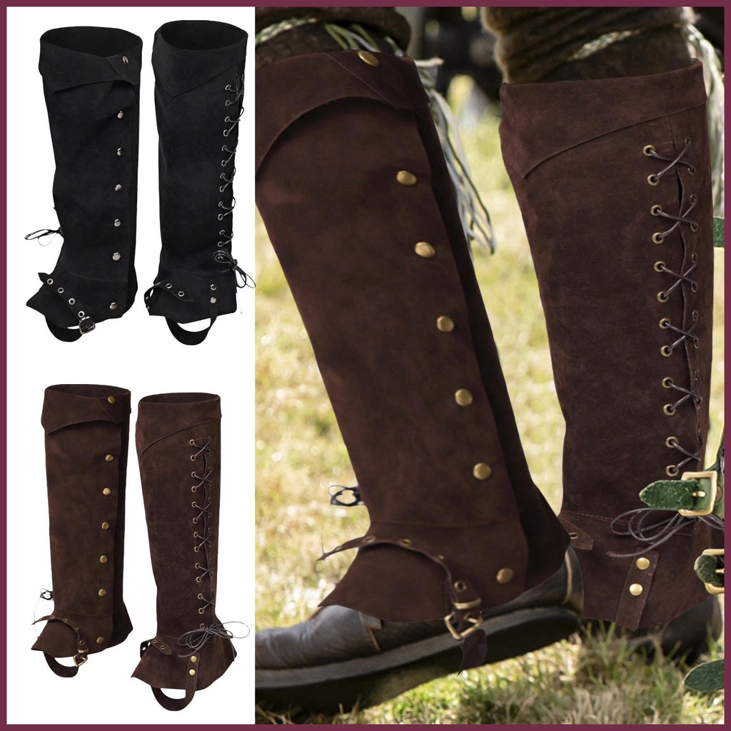 Boot Covers Costume Vintage Leg Cover Faux Leather Medieval Boot Spats
