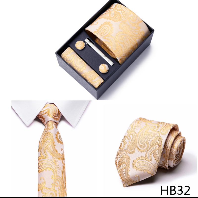 Tie Set Gift Box Men Wedding Accessories Tie Cufflinks Set Ties