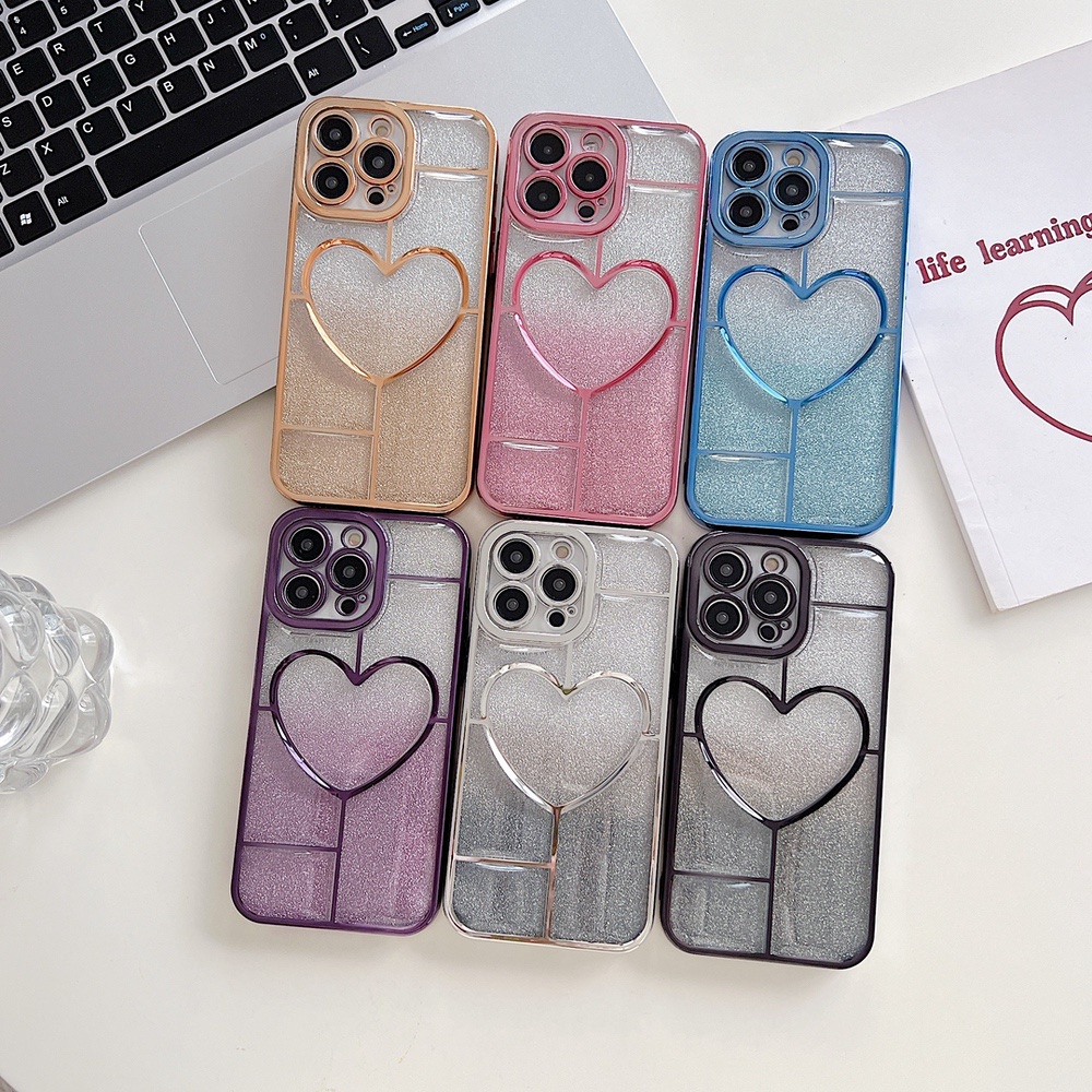 6D Heart Glitter Clear IPhone 11 Bling Bling Case Soft Shockproof  Silicone Cover for Apple IPhone 14 Pro Max 13 I11 11 14 Plus iPhone11