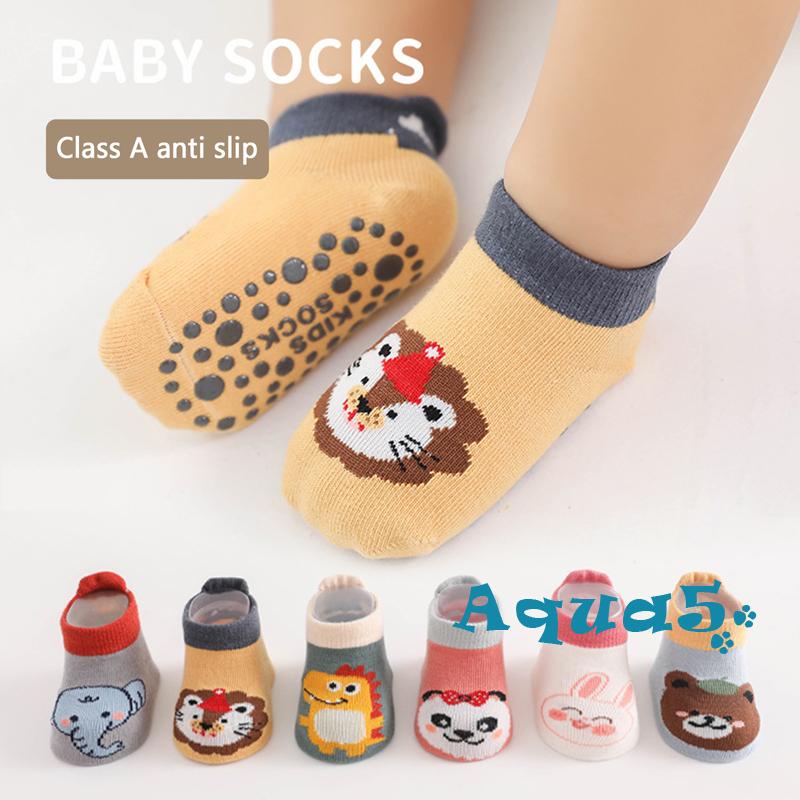 thumbnail image 2 of Exemaba Baby Non-Slip Ankle Socks – 5 Pairs, Cotton Blend With Grips, Cartoon Patterns For Toddlers Learning To Walk (Sizes 6-12M To 3-5T) 2 of 13
