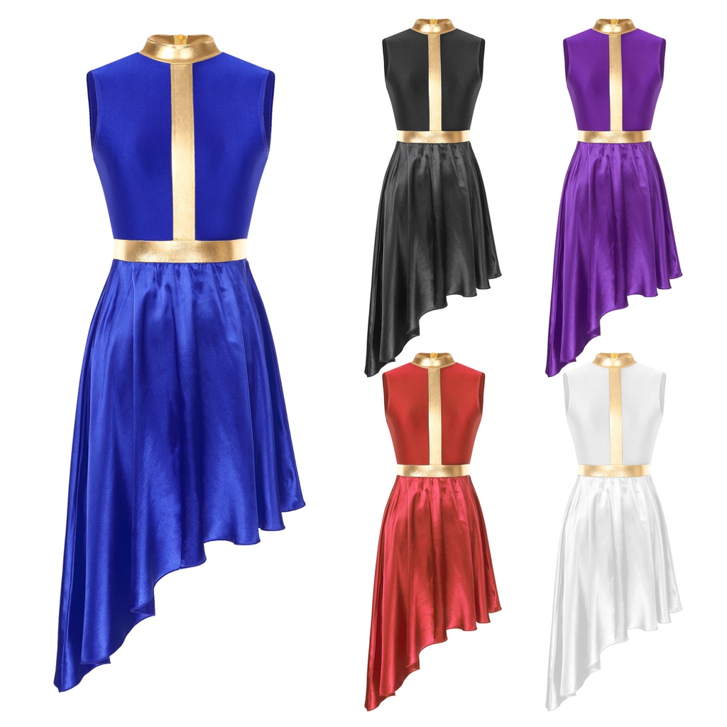 Yeahdor Womens Color Block Patchwork Lyrical Dance Dress Invisible Zipper  Back Flowy Asymmetrical Hem Sleeveless Dresses Dancewear | Shopee  Philippines