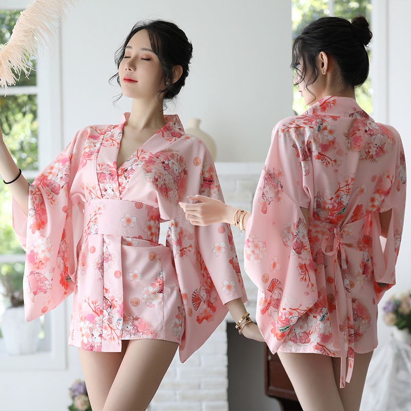 Sakura Girl Kimono Dress Japanese Style Yukata Bathrobe Women Floral