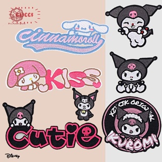Cartoon Hello Kitty Embroideried Patches For Clothing DIY Iron On Patches  On Clothes Punk Heart Fusible