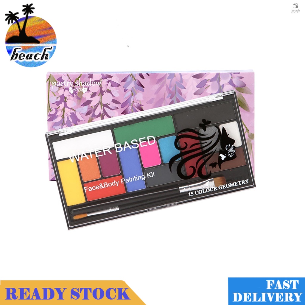 ★Beach★ 15 Colors Face & Body Paint Kit Washable Face Painting Palette ...