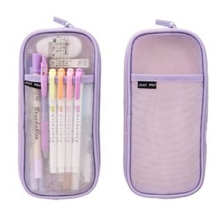 I know Grid Mesh Pen Pencil Case Cute Clear Pencil Pouch For Purse Small  Transparent Marker Bag For Girls Aesthetic School Pen Organizer Bag Bulk