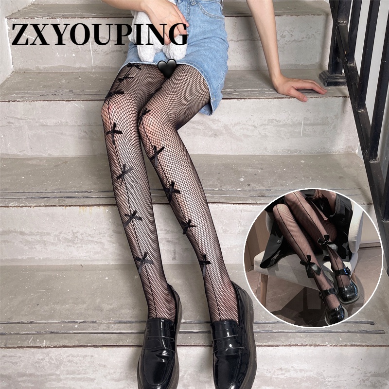 Bow Pantyhose for Women Hollow Leopard Legging Breathable Net