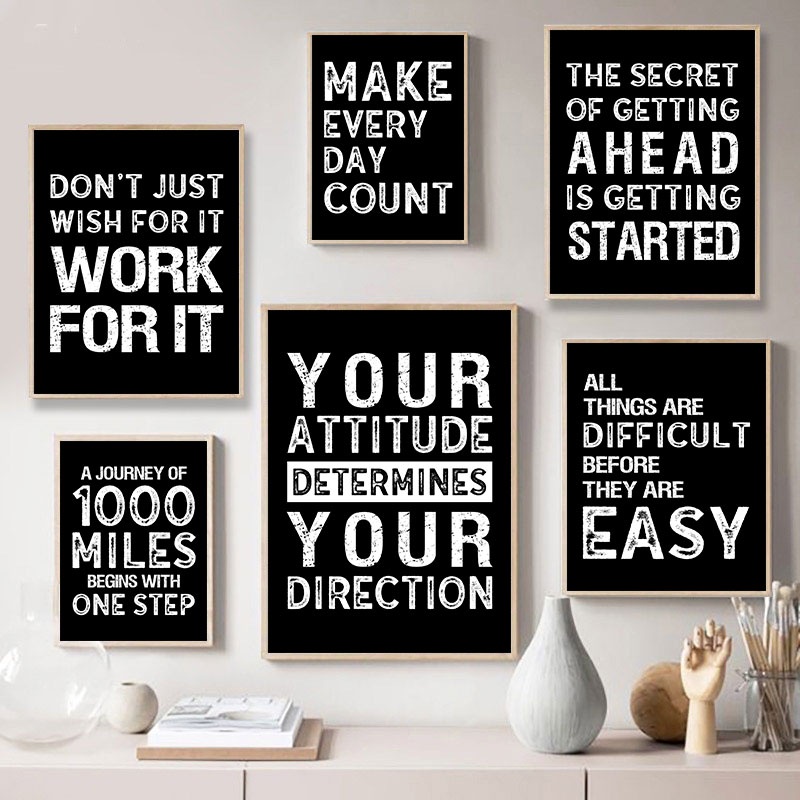 Modern Black Inspirational Quotes Canvas Poster Print Nordic Wall ...