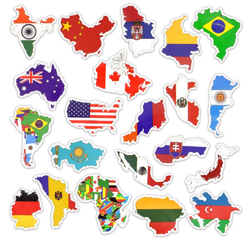 National Flag Country Map Stickers World Flag Stickers Pack 50 Pcs ...