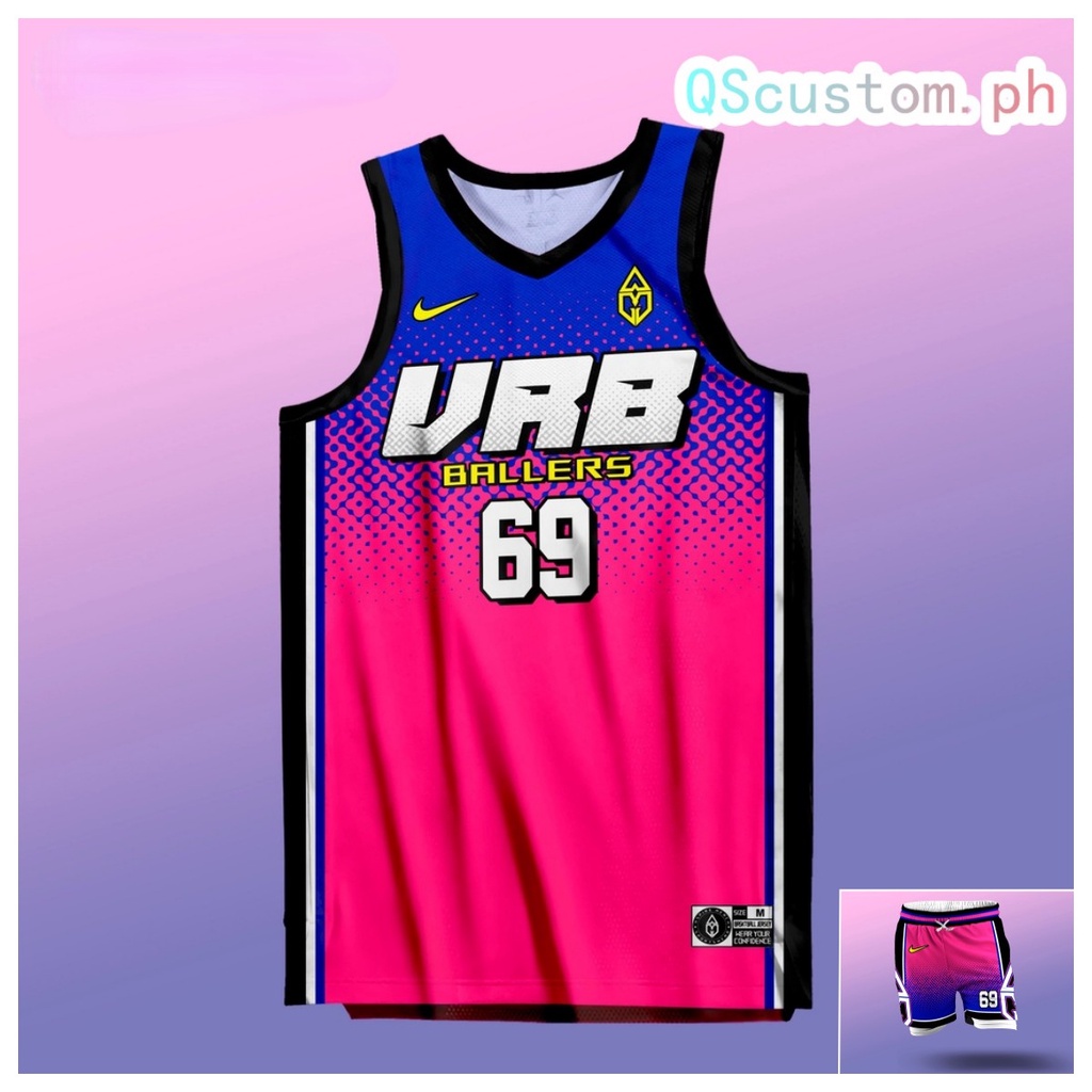 BALLERS Basketball Jersey Free Customized Name and Number Blue Pink