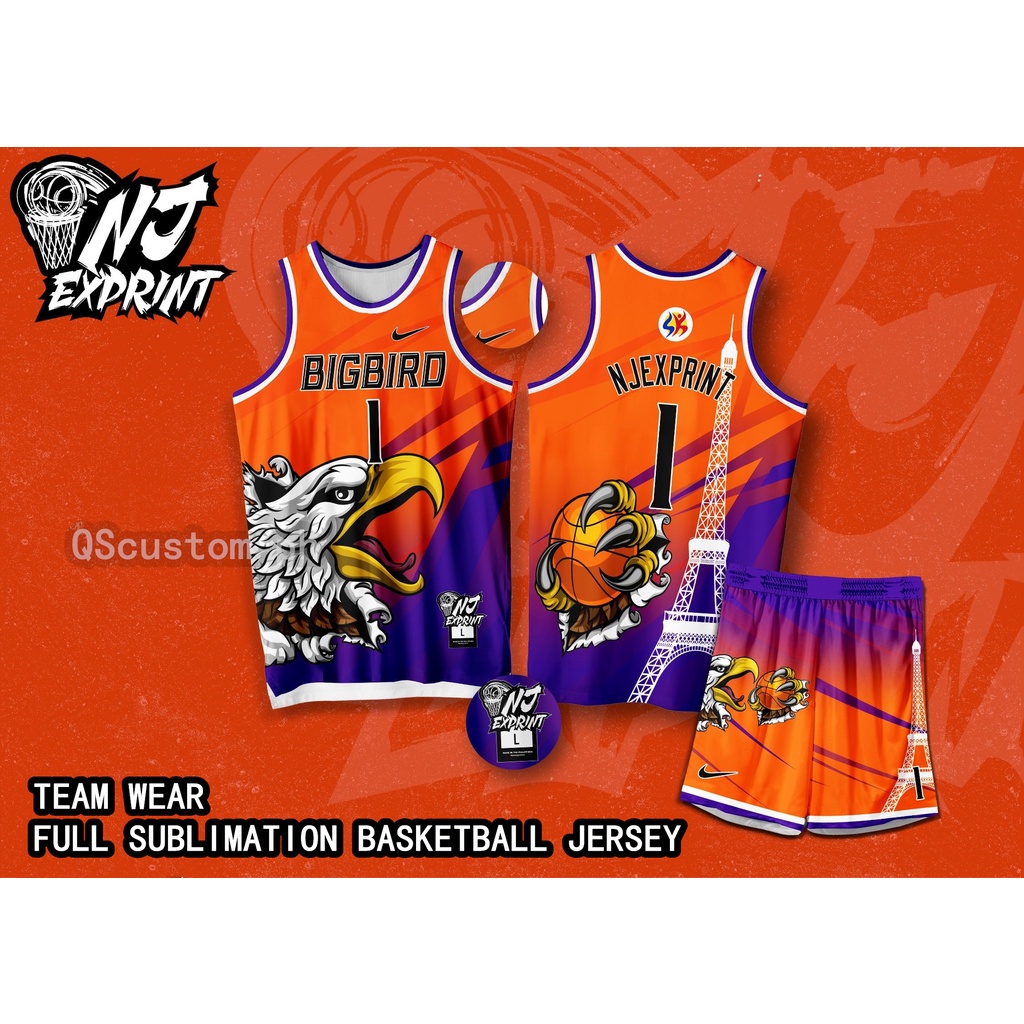 Orange sublimation 2024 basketball jersey