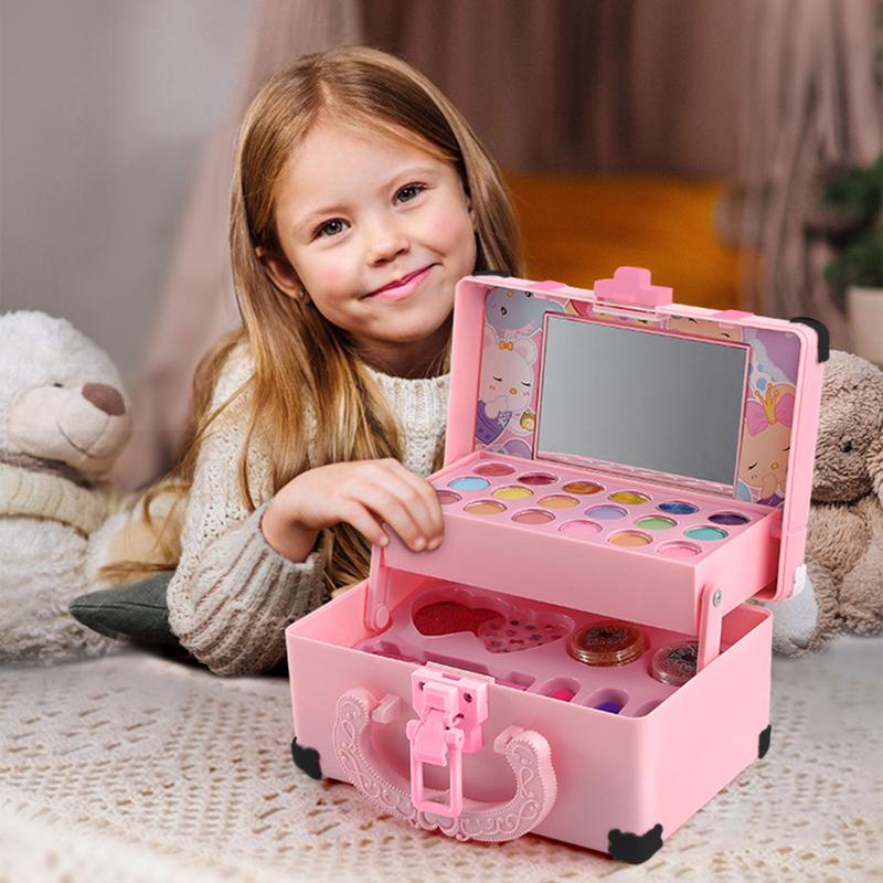 Washable Non-Toxic Princess Kids Makeup Toys Set Retro Girls Real Beauty  Box Makeup Cosmetic