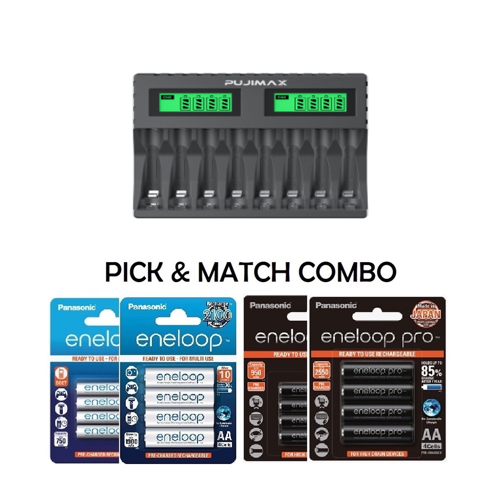 Eneloop with 8 Slots Battery Charger Single Charge NiMH NiCD AA/AAA