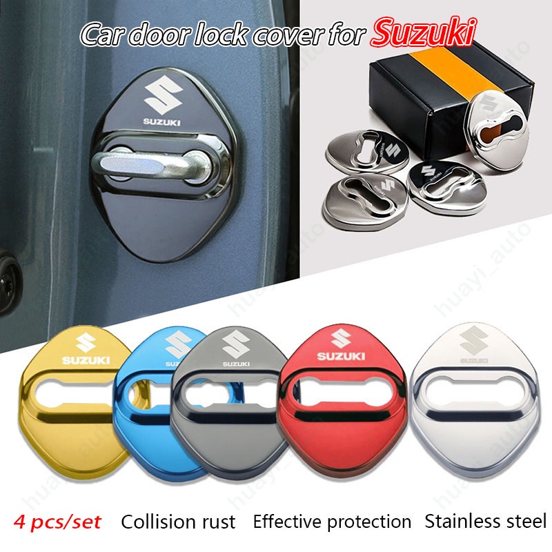 4PCS Car Door Lock Buckle cover car accessories interior Door Lock cover  protector For suzuki vitara ertiga swift celerio lgnis