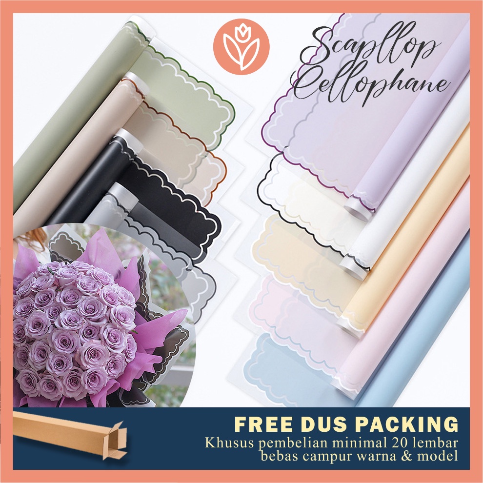 Tulip PAPERIE FLOWER BOUQUET PAPER CELLOPHANE FLOWER WRAPPING SCALLOP ...