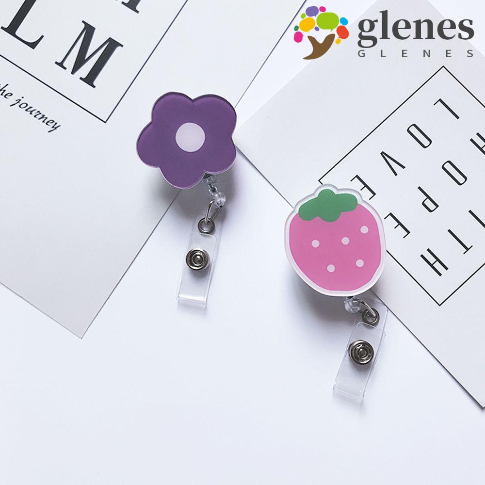GLENES Cute Retractable Badge Reel Candy Color Name Card Holder ID Card Clips Reel Clip Office Supplies Nurse Doctor Cartoon Student Acrylic Badge Holder I.455307826