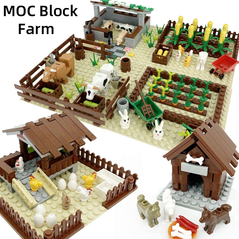 Building Block Farm Compatible With Lego Ranch Dog Kennel Chicken Coop ...