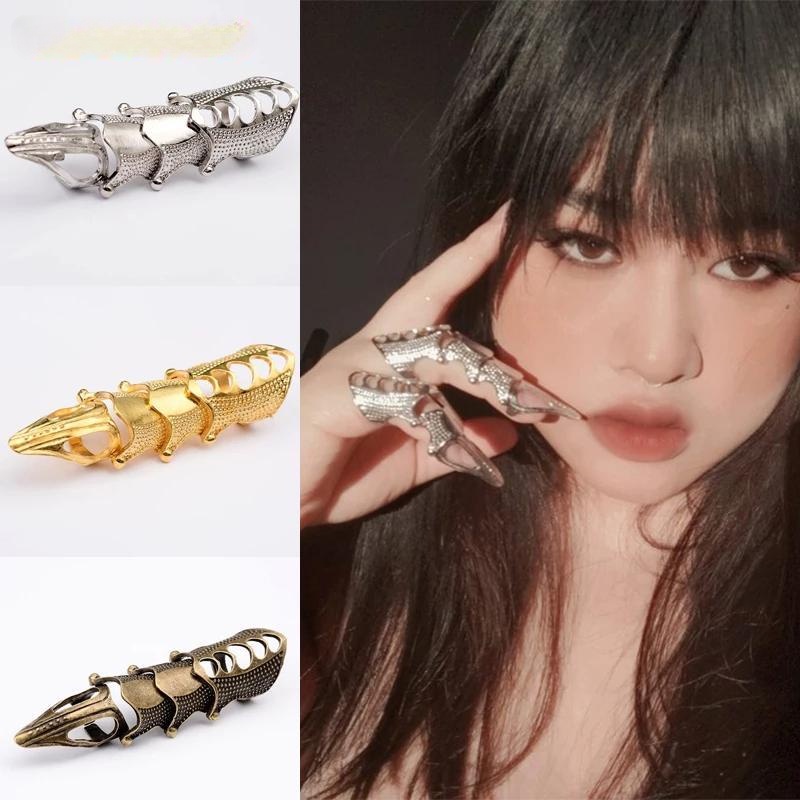 Retro Goth Punk Style Exaggerated Long Joint Nail Tail Ring for Men and ...