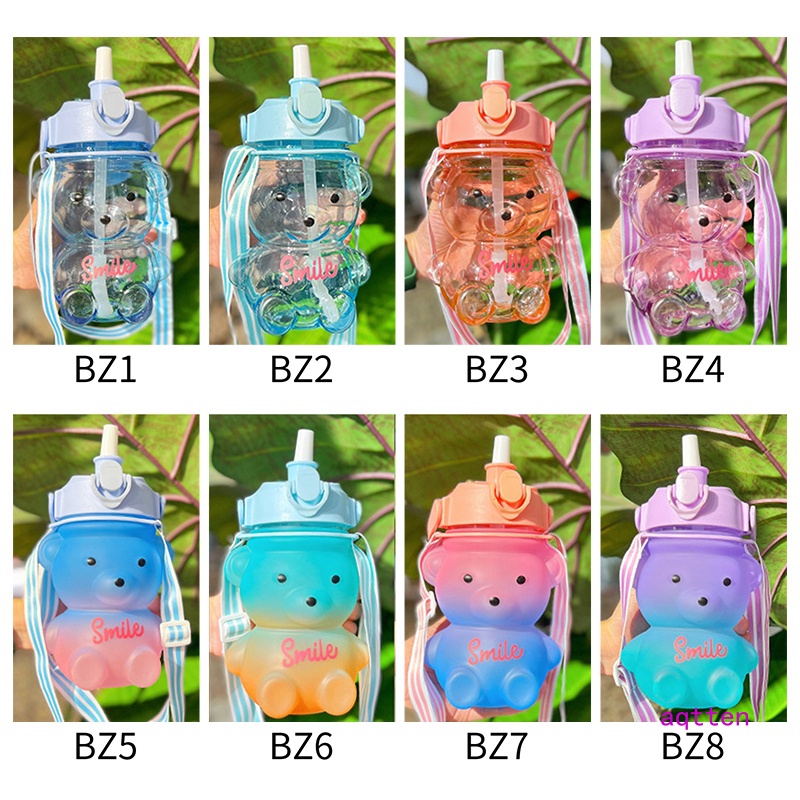 Aqtten 1000ml Kawaii Bear Water Bottle for Girls Kids School Outdoor ...