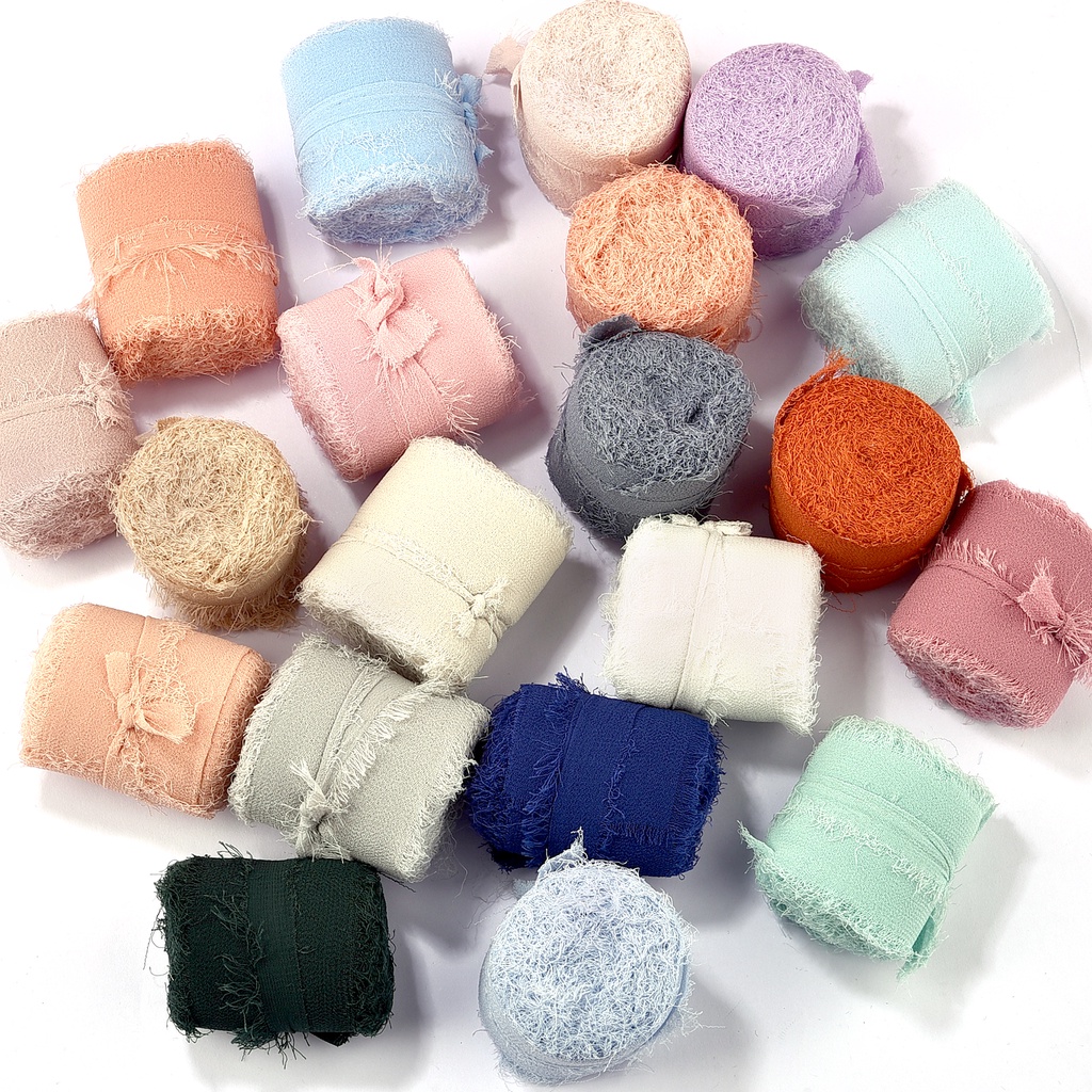 20Color 4cmx5m Edged Chiffon Ribbon Silk-Like Ribbons Wedding ...
