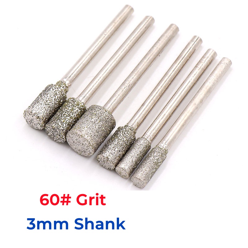 3pcs 3mm Shank Diamond Burr Grinding Engraving Bit 3 4 5 6 8mm 