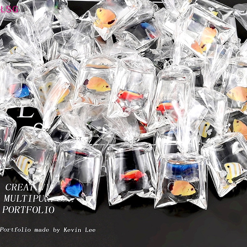 [LSG] 1 PC Resin Goldfish Ch Small Fish In Water Bag Pendant For