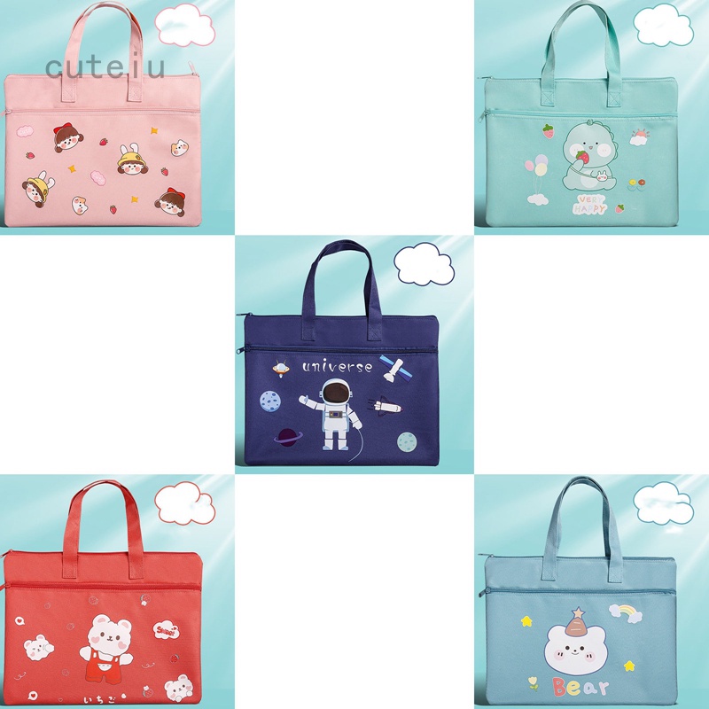 CUTEIU Portable Information Bag Student A4 File Bag Cartoon School ...