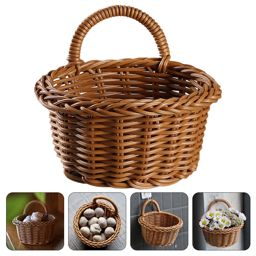 Rattan Storage Basket Pantry Baskets Railing Hanging Planters Ginger