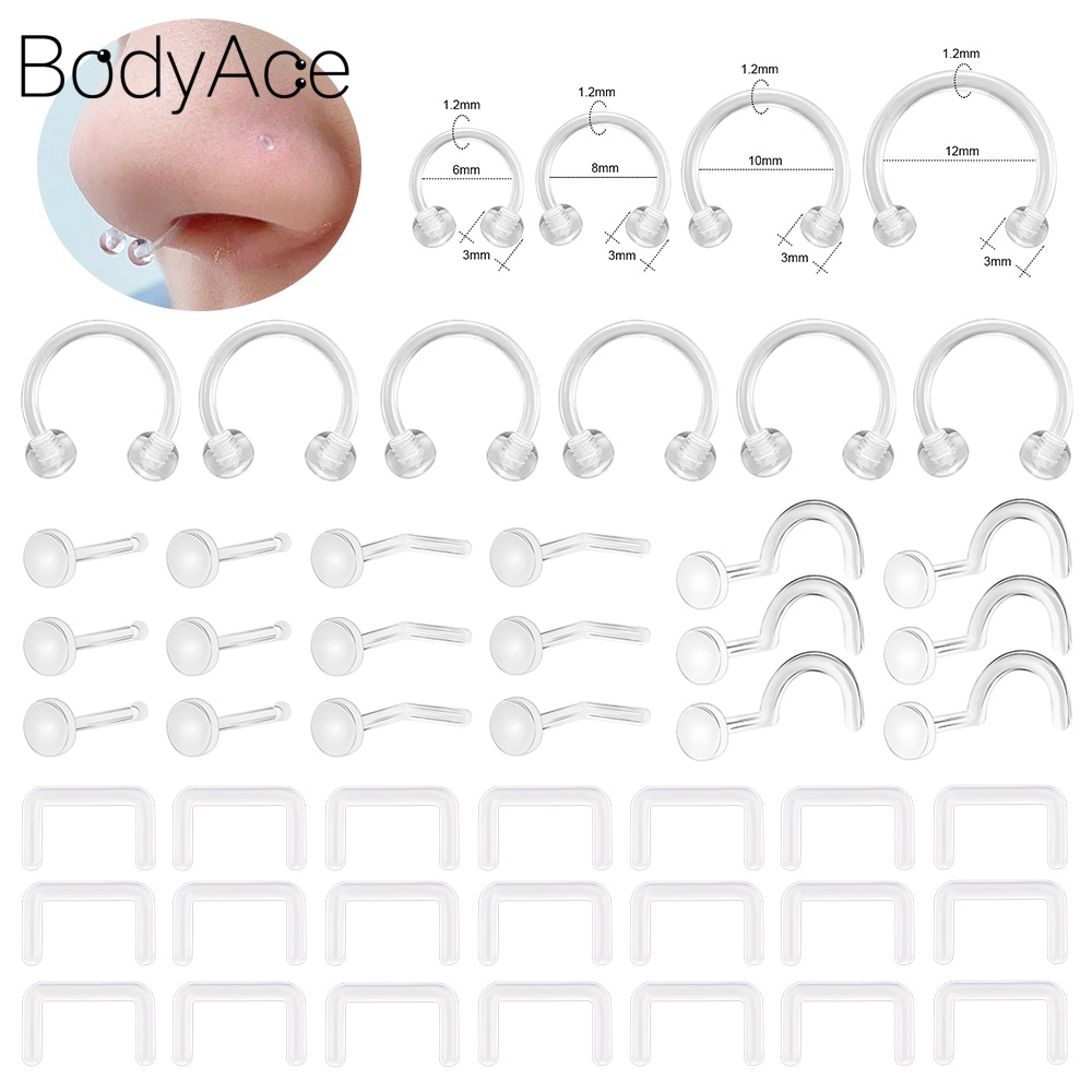 Bodyace 1 Set Prevent Allergy Clear Acrylic Nose Piercing Invisible Septum Piercing Hider