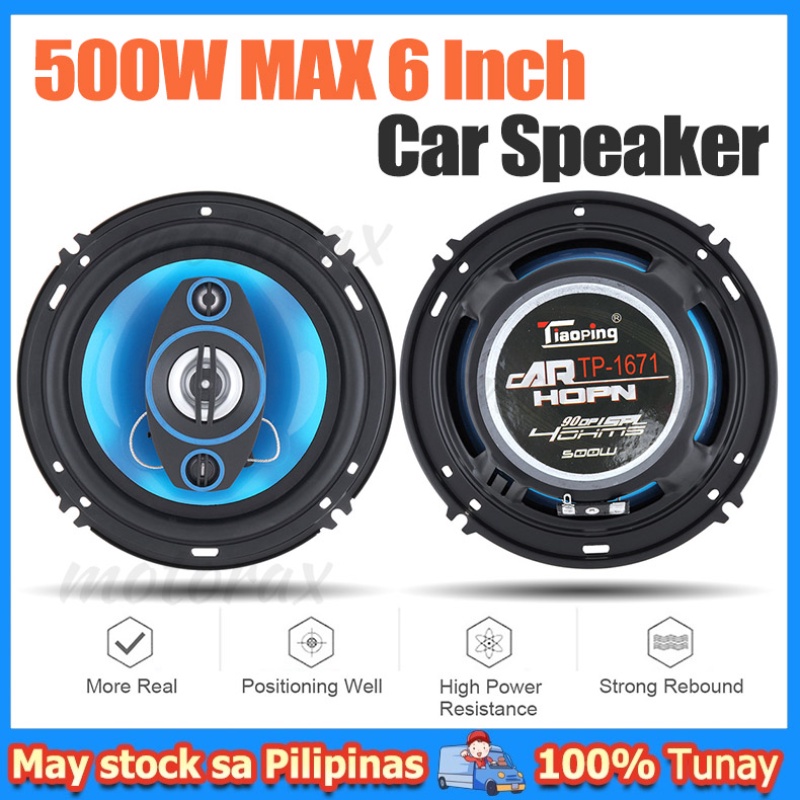 2pcs 500W Car Speaker 6 Inch Dual Cone Coaxial Auto Audio Stereo Full