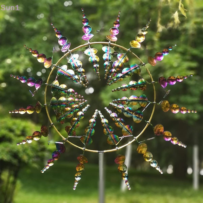 Sun1> Unique Magical Metal Windmill Wind Powered Sculpture Yard