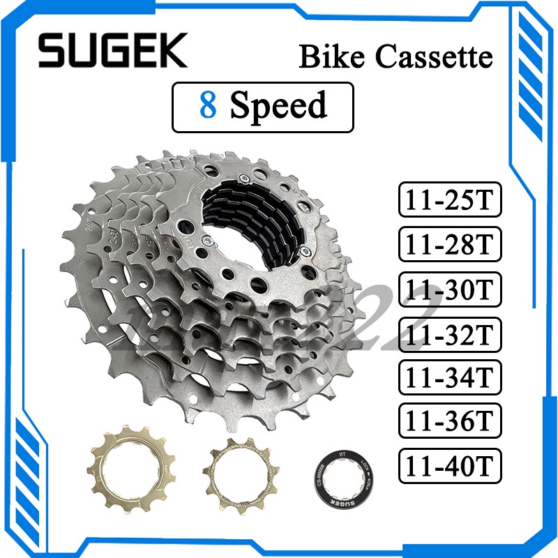 SUGEK 8 Speed Road MTB Casstte 11-25T/28T/30T/32T/34T/36T/40T for ...