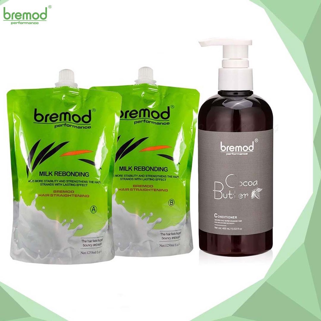 Bremod Rebonding Set A+B 1250ml Milk & Classic +Bremod Hair Conditioner ...