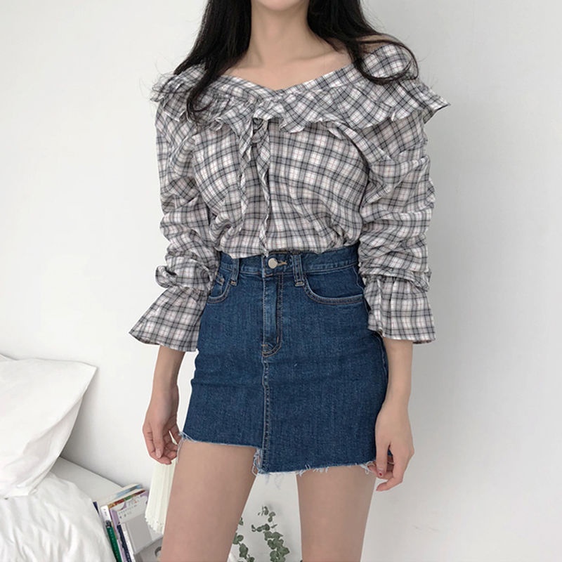 Summer 2023 Women's Denim Skirt Gyaru Clothes Blue To Knees Length