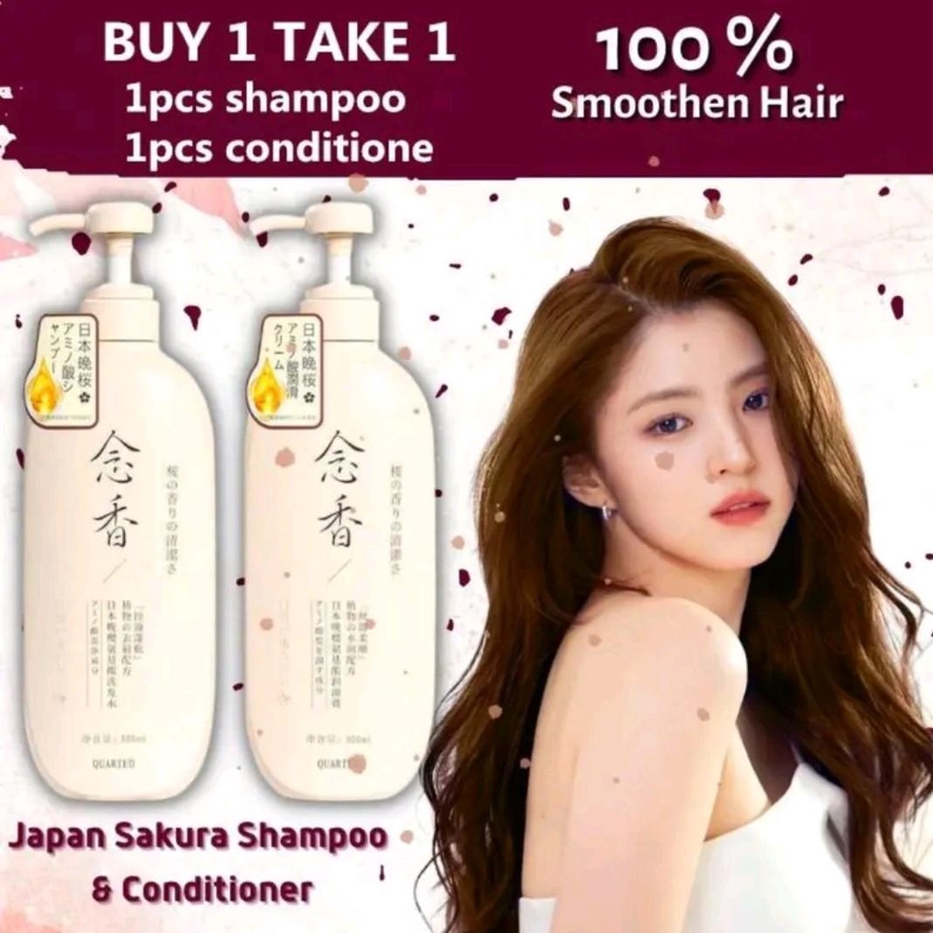 BUY 1 TAKE 1 Original Sakura Japan Cherry Blossom Shampoo + Conditioner mabango 650ml anti