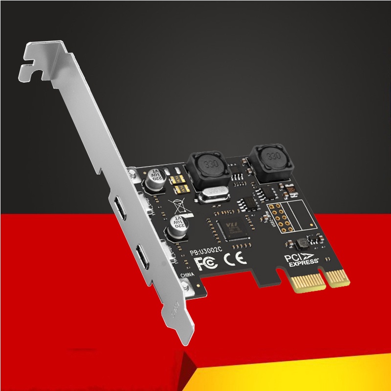 PCIE USB Add On Card PCI Express X1 to USB 3.0 5Gbps 2Port Type C
