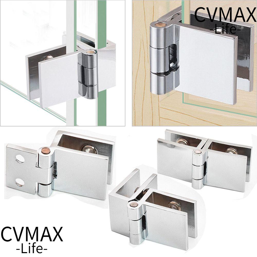CVMAX Bathroom Door Hinge Zinc Bilateral Clip Glass Clamp Durable Punch