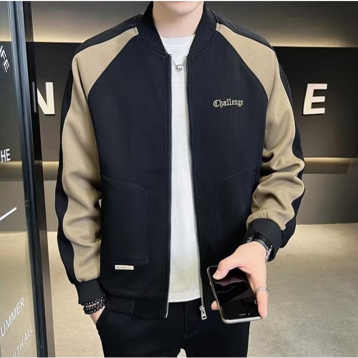 MEN'S FASHION 2023 autumn color block jacket New Handsome and Versatile