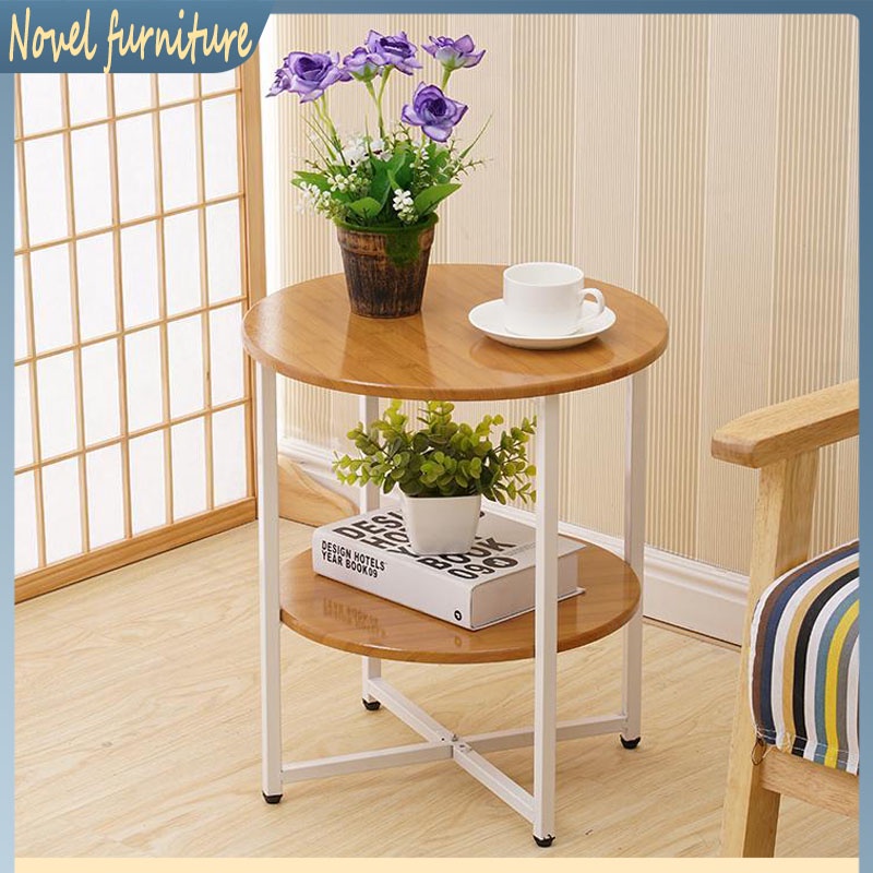 Nordic Round Table Coffee Table Simple Wooden Sofa Side Table Wooden ...