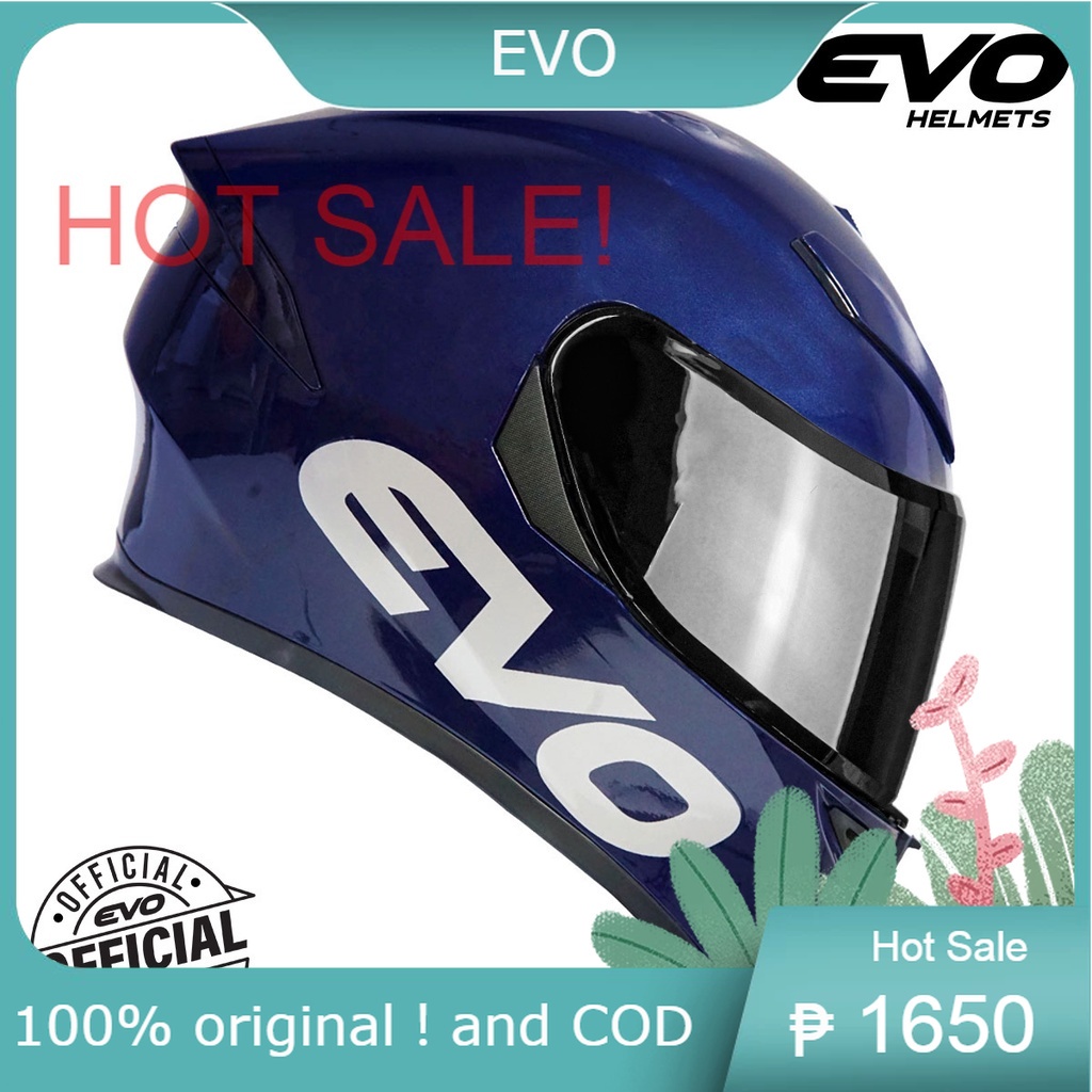 Evo Gsx 3000 V2 Glossy Metallic Blue Full Face Dual Visor Helmet With Free Clear Lens Shopee 