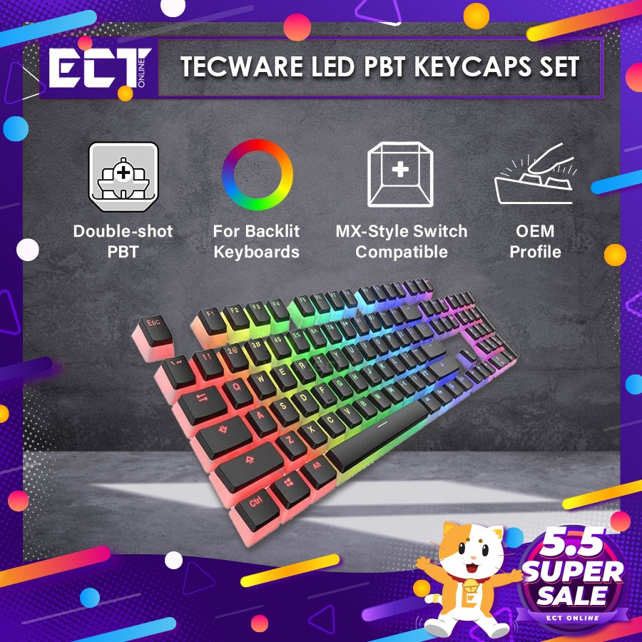 Tecware Led PBT Keycaps Set ( Pudding Black / Pudding White