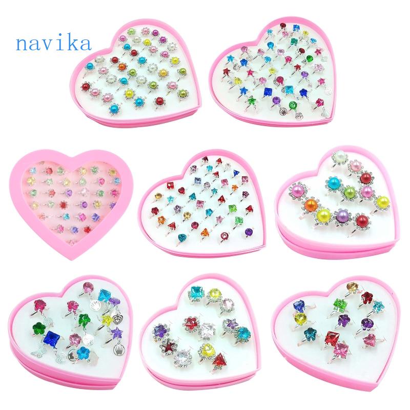 NAV 12 36 Pcs box Adjustable Alloy Baby Girl Rings Fashion Cartoon ...