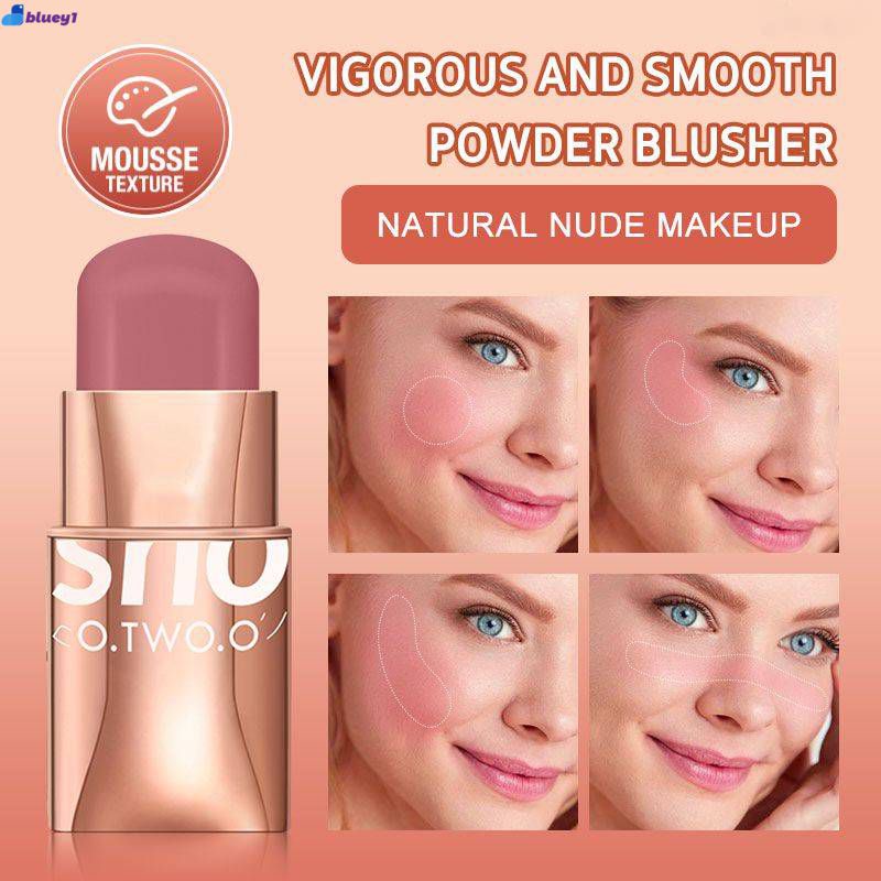 O.two.o 6 Color Powder Blusher Stick Three In One Lipstick Eye Shadow Powder Blusher Combination