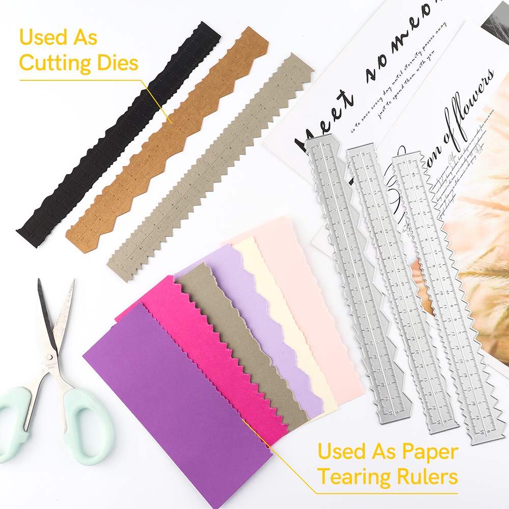 Paper Tearing Ruler Deckle Edge Rulers Metal Cutting Dies for DIY