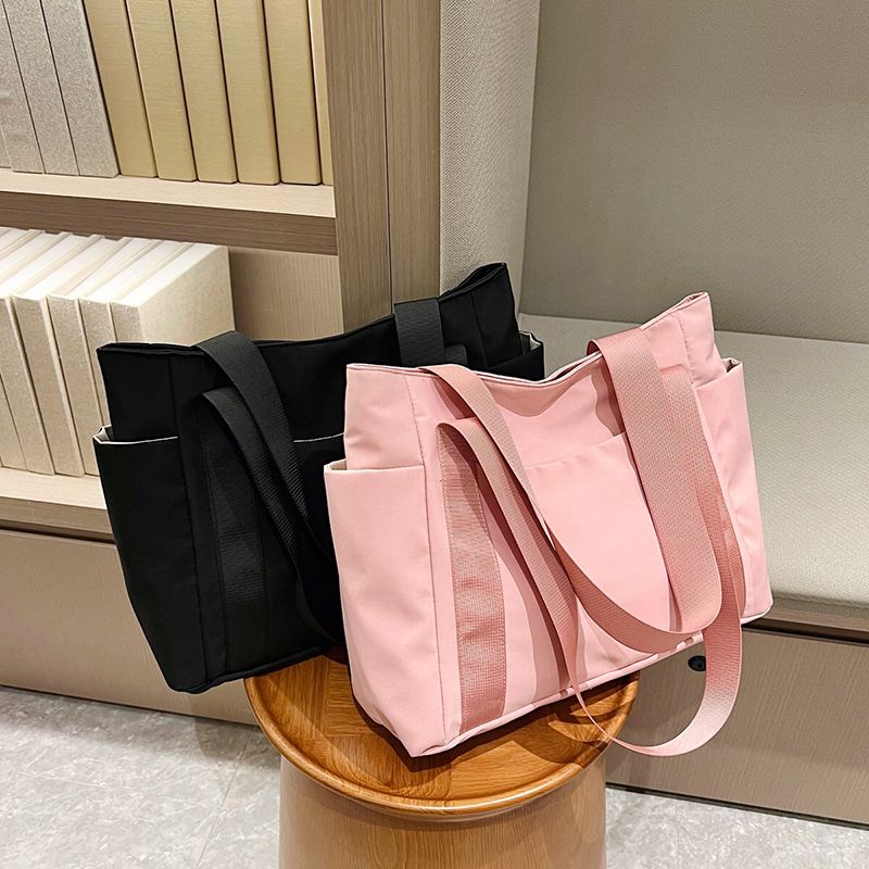 New Nylon Canvas Bag Japanese Pure Color Tote Bag Large Capacity  Multi-pocket Waterproof Bag Handbag Woman