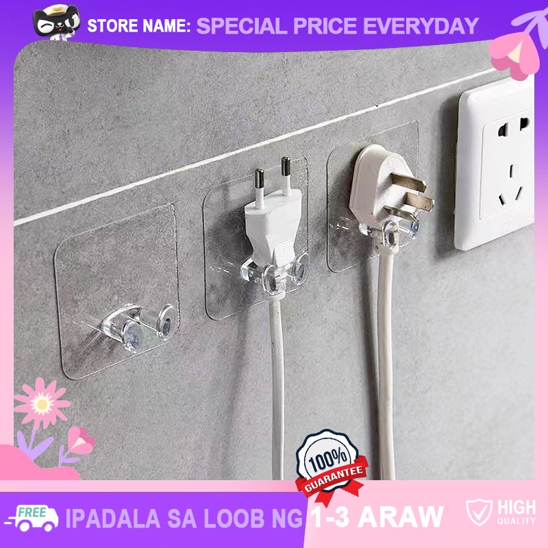 Wall Mounted Power Plug Socket Holder Self Adhesive Hooks Multi ...