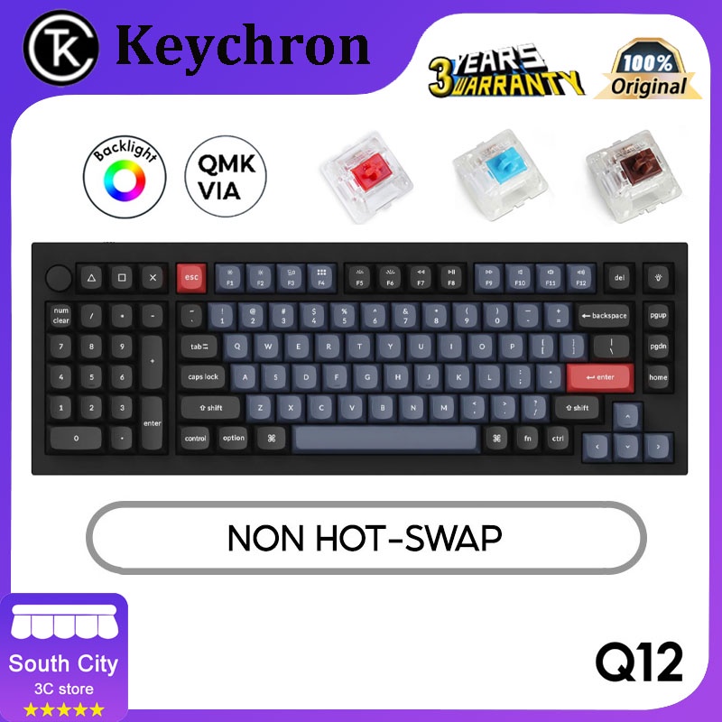 Keychron Q12 QMK/VIA customized mechanical keyboard, basket knob, 98 ...
