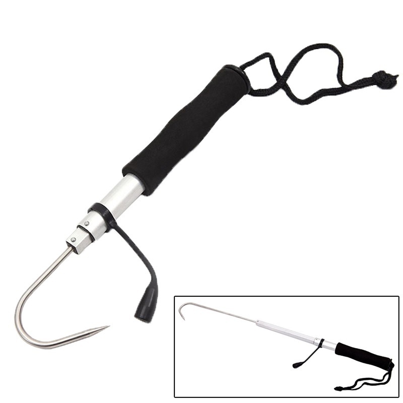 60cm Telescopic Retractable Fish Gaff Stainless Ice Sea Fishing Spear Hook  Tackle New Fishing Hook