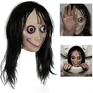 Momo Scary Face Cover, Halloween Scary Women Face Covers With Long Hair,  Party Headgear Horror Headwear Cosplay Party Supplies